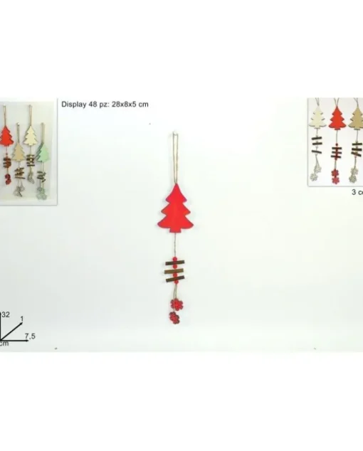Addobbo Appendino Albero Di Legno Per Albero Di Natale 30X1X7,5 Cm