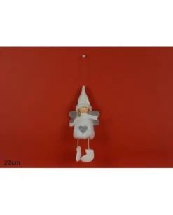Addobbo Appendino Angelo Con Pelliccia E Sciarpa Per Albero Di Natale 22 Cm