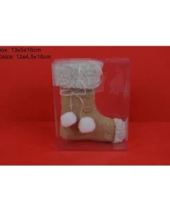 Addobbo Appendino Calza Juta Pelliccia E Bottoni 12X4,5X16 Cm