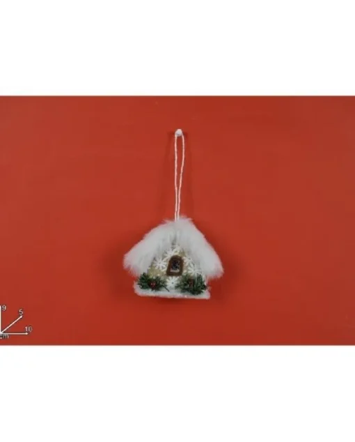 Addobbo Appendino Casetta Bianca 3X5X10 Cm Per Albero Di Natale