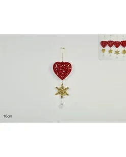 Addobbo Appendino Cuore Con Pendente 10 Cm Per Labero Di Natale