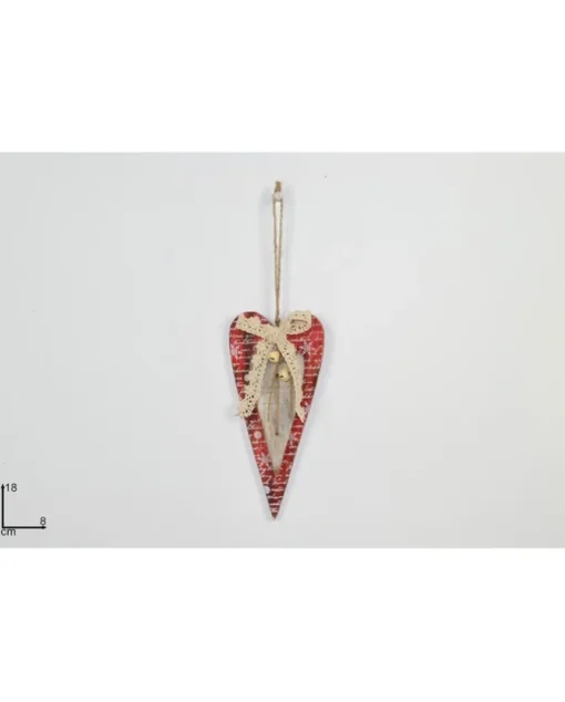 Addobbo Appendino Cuore Di Legno 18X8 Cm