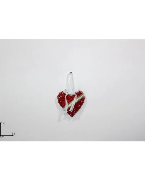 Addobbo Appendino Cuore Rosse 14X14 Cm Per Albero Di Natale