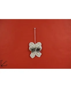 Addobbo Appendino Fiocco Con Pigna 12X3,6X10 Cm Per Albero Di Natale