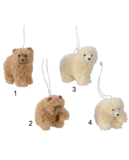 Addobbo Appendino Orsetto Polare In Plastica Teddy Con Pelliccia 1Pz