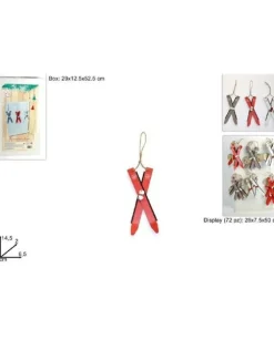 Addobbo Appendino Sci Con Campanellini 14,5X2X6,5 Cm Per Albero Di Natale