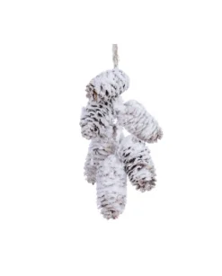Addobbo Appendino Set Pigne Innevate 18 Cm Per Albero Di Natale