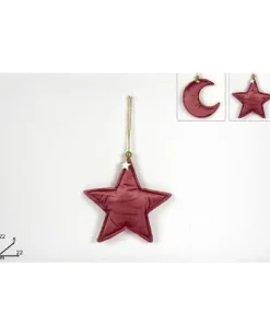 Addobbo Appendino Stella / Luna In Velluto Rosa 1 Pz