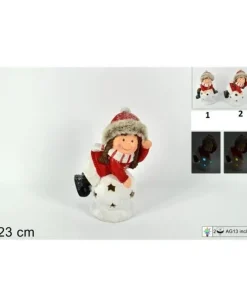 Addobbo Bimbo Con Pelliccia Su Sfera Che Si Illumina 23Cm