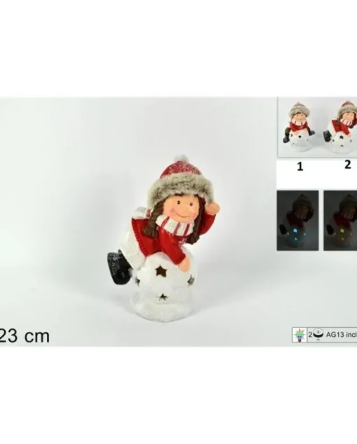 Addobbo Bimbo Con Pelliccia Su Sfera Che Si Illumina 23Cm