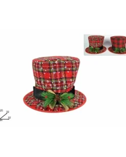Addobbo Cappello Scozzesea Cilindro Con Bacche 20X32X32 Cm