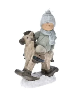 Addobbo Di Natale Bimbo Su Cavallo A Dondolo 33Cm