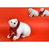 Addobbo Di Natale Orso Polare Seduto Con Sciarpa Rossa 16X14X21Cm