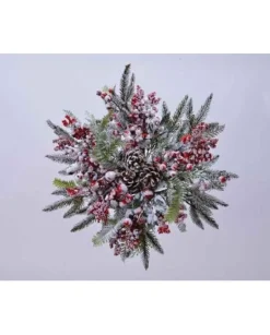 Addobbo Di Natale Stella Di Natale Innevata Con Bacche Rosse