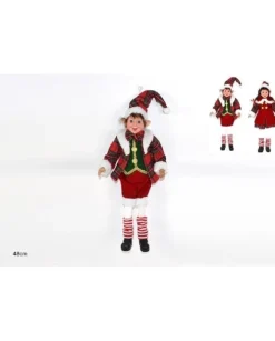 Addobbo Elfo Con Abiti In Velluto 48 Cm