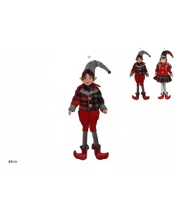 Addobbo Elfo Con Abiti Scozzesi In Lana 48 Cm