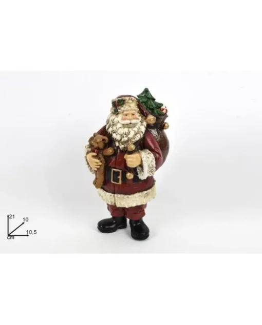 Addobbo Natalizio Babbo Natale In Resina Con Sacco 21 Cm