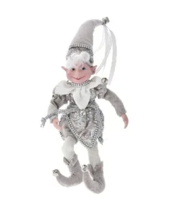 Addobbo Natalizio Elfo Argento 30Cm