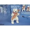 Addobbo Orso Polare Bianco Su Sci Con Sciarpa Juta 20Cm