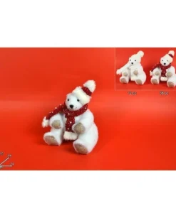 Addobbo Orso Polare Con Cappello E Sciarpa 16X14X14 Cm