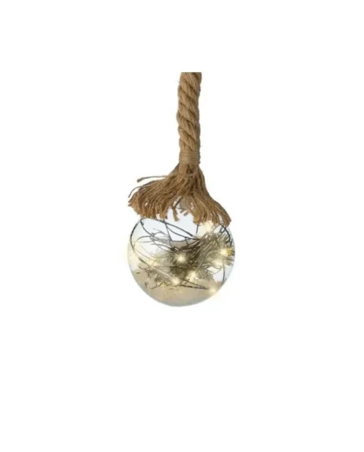 Addobbo Pallina Sfera A Batteria Con Corda E Led Per Albero Di Natale O10Cm
