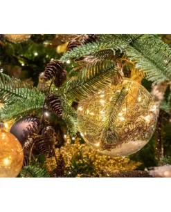 Addobbo Pallina Sfera A Batteria Con Corda E Led Per Albero Di Natale O10Cm