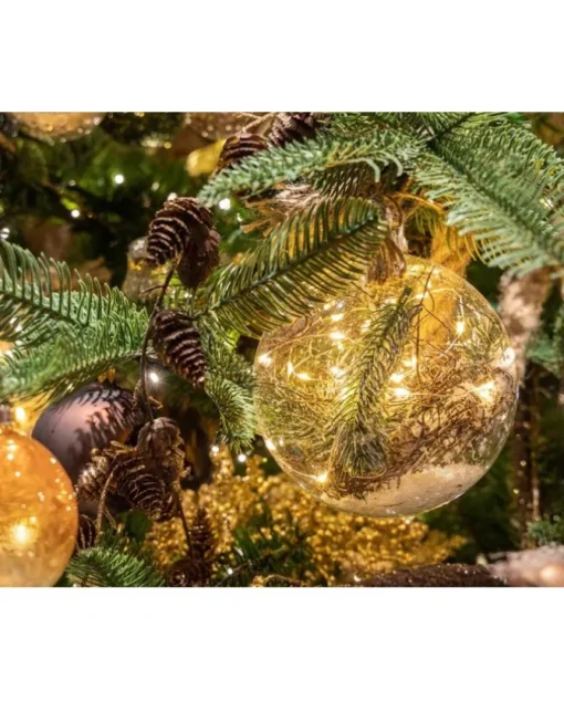 Addobbo Pallina Sfera A Batteria Con Corda E Led Per Albero Di Natale O10Cm