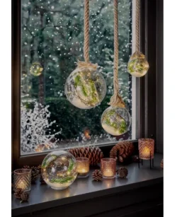 Addobbo Pallina Sfera A Batteria Con Corda E Led Per Albero Di Natale O10Cm