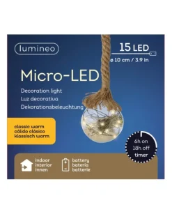 Addobbo Pallina Sfera A Batteria Con Corda E Led Per Albero Di Natale O10Cm