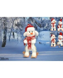 Addobbo Pupazzo Di Neve Con Sciarpa E Sci 28Cm