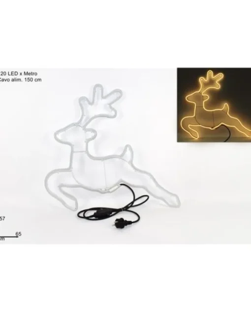 Addobbo Renna Luminosa Nenon Bianco Caldo 57X65Cm