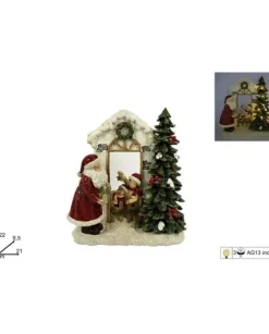 Addobbo Scenario Babbo Natale Con Bimbi E Luci 22Cm