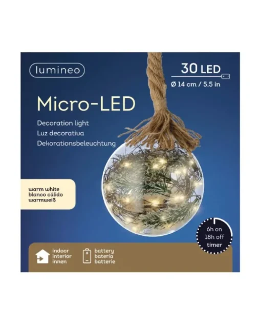 Addobbo Sfera Pallina Di Vetro Con Led Per Albero Di Natale