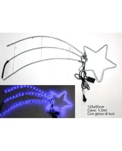 Addobbo Stella Cometa Da Esterno Con Luci Blu A Led 125X50 Cm