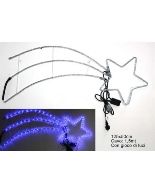 Addobbo Stella Cometa Da Esterno Con Luci Blu A Led 125X50 Cm