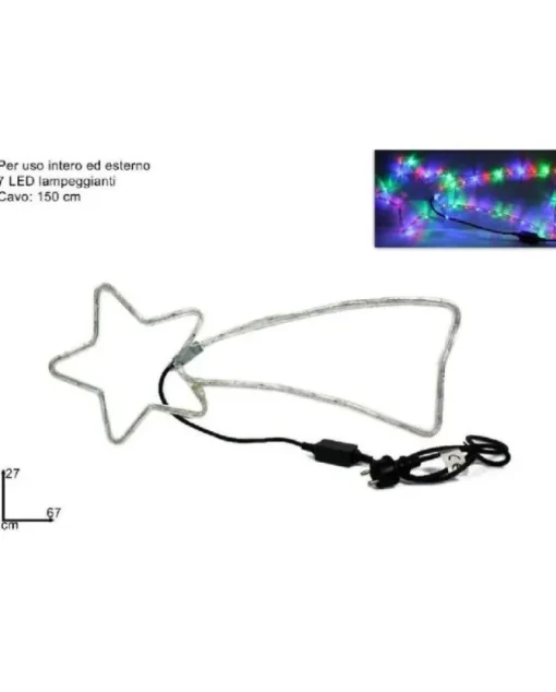 Addobbo Stella Cometa Da Esterno Con Luci A Led Lampeggianti 27X67 Cm