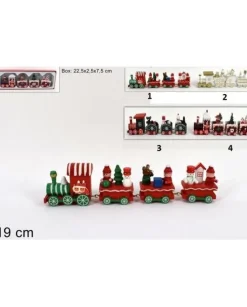 Addobbo Trenino Natalizio In Legno 19Cm 4 Varianti