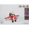 Aereo Con Babbo Natale In Resina Con Led E Scritta Olografica.