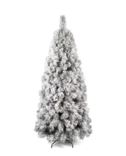 Albero Di Natale Bianco Innevato Montana Slim 240 Cm |