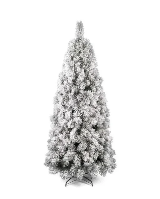 Albero Di Natale Bianco Innevato Montana Slim 210 Cm |
