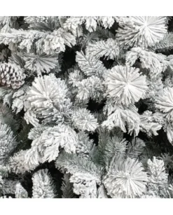 Albero Di Natale Bianco Innevato Big Sky Con Pigne 210 Cm | Chianese