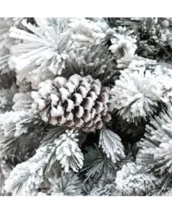 Albero Di Natale Bianco Innevato Big Sky Con Pigne 180Cm | Chianese