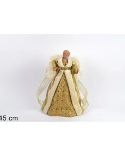 Angelo Con Abito Oro Puntale Per Albero Di Natale 45Cm