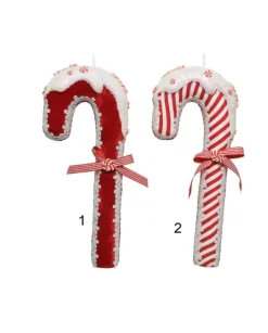 Appendino Addobbo Bastoncino Di Zucchero Candy Cane Imbottito 36 Cm