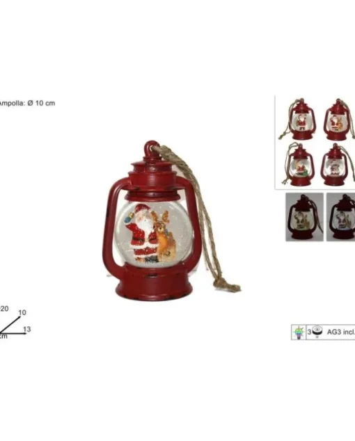 Appendino Lanterna 10Cm Con Luce E Babbo Natale 4 Varianti