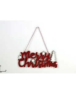 Appendino Merry Christmas Legno Con Tessuto