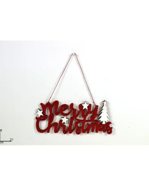 Appendino Merry Christmas Legno Con Tessuto
