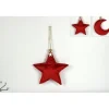Appendino Stella - Luna In Velluto Rosso Per Albero Di Natale 1Pz
