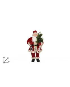 Babbo Natale Con Abito Alcantara E Pelliccia 90Cm