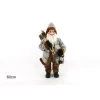 Babbo Natale Con Cappotto Pelliccia E Lanterna 60Cm